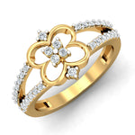 Load image into Gallery viewer, Four Petal Flower with Diamond Center & Band Ring - 1687447552