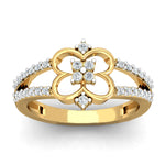 Load image into Gallery viewer, Four Petal Flower with Diamond Center & Band Ring - 1687447552