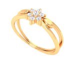 Load image into Gallery viewer, Flower Diamond Design with Gold Leaf Ring - 1687447622