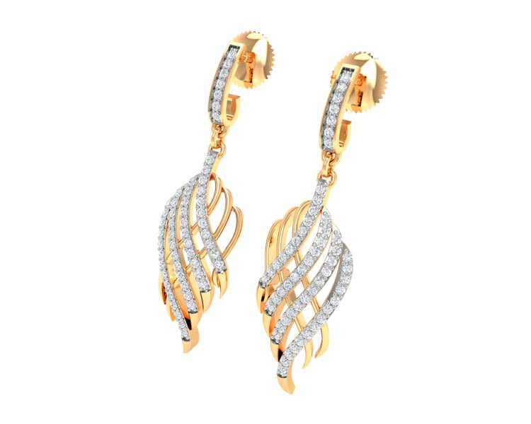 Wavy Diamond & Gold Earrings - 1687447784