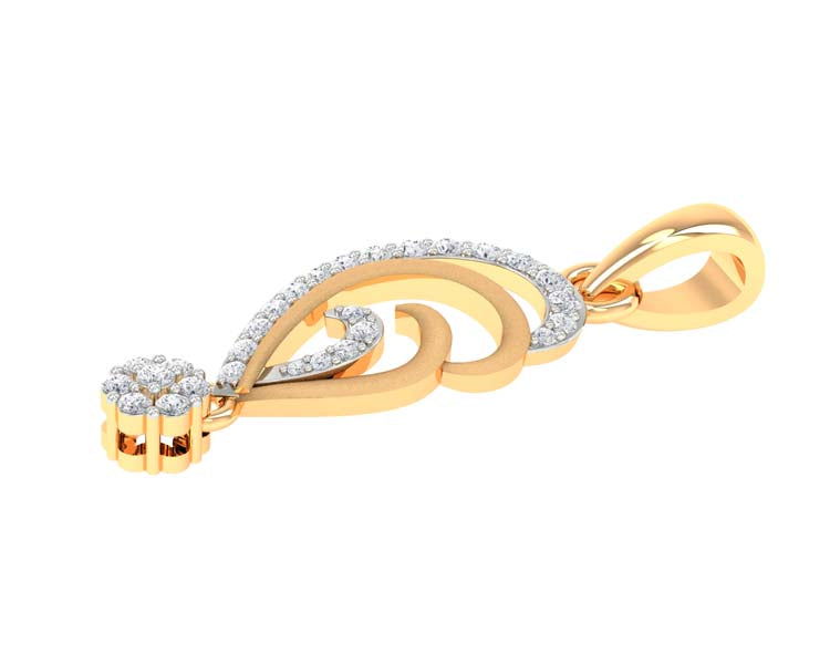 Contemporary Stylish Gold & Diamond Pendent - 1687447800