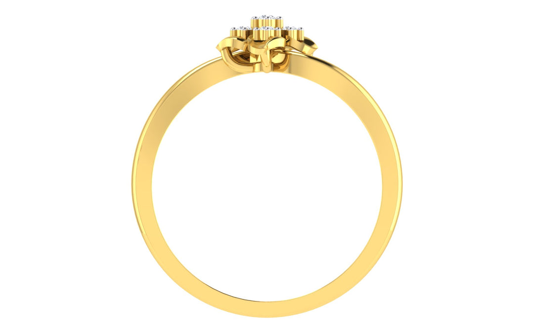 Wavy Shaped Band Flowery Diamond Ring - 1687367450