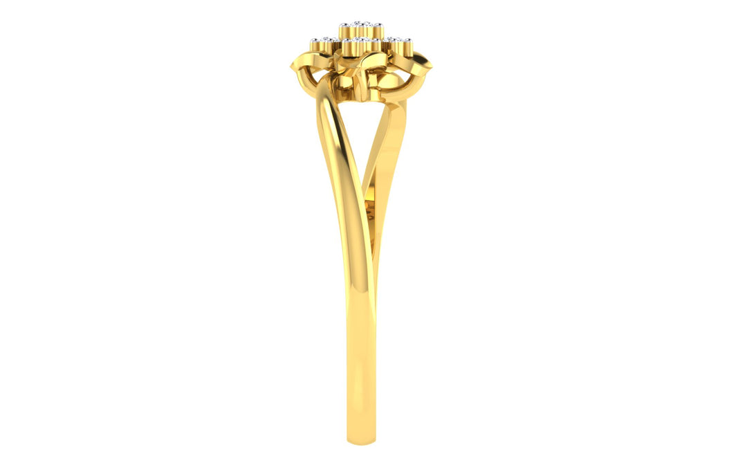 Wavy Shaped Band Flowery Diamond Ring - 1687367450