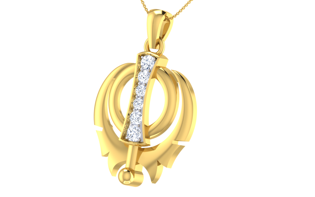 Enticing Gold & Diamond Pendent - 1687366058