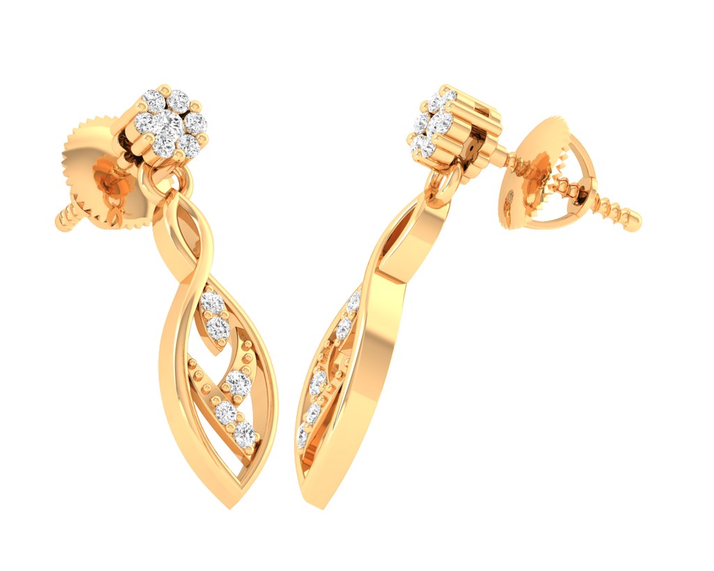 Criss-Cross Wavy Diamond Earrings - 1687366979