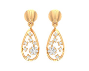 Bouquet Style Golden & Diamond Earrings - 1687447776