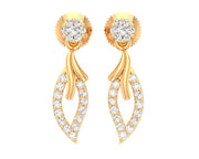 Leafy Golden & Diamond Earrings - 1687447778